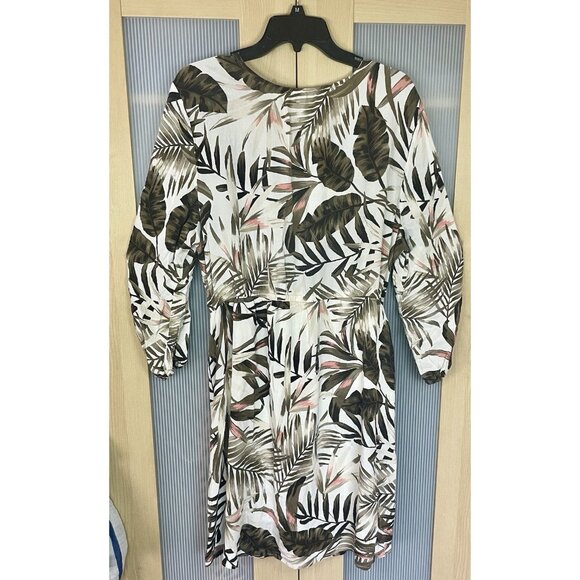 Old Navy Summer Dress Sz XL Short Sleeve Palm Print Midi Beach Party Travel - Picture 4 of 4